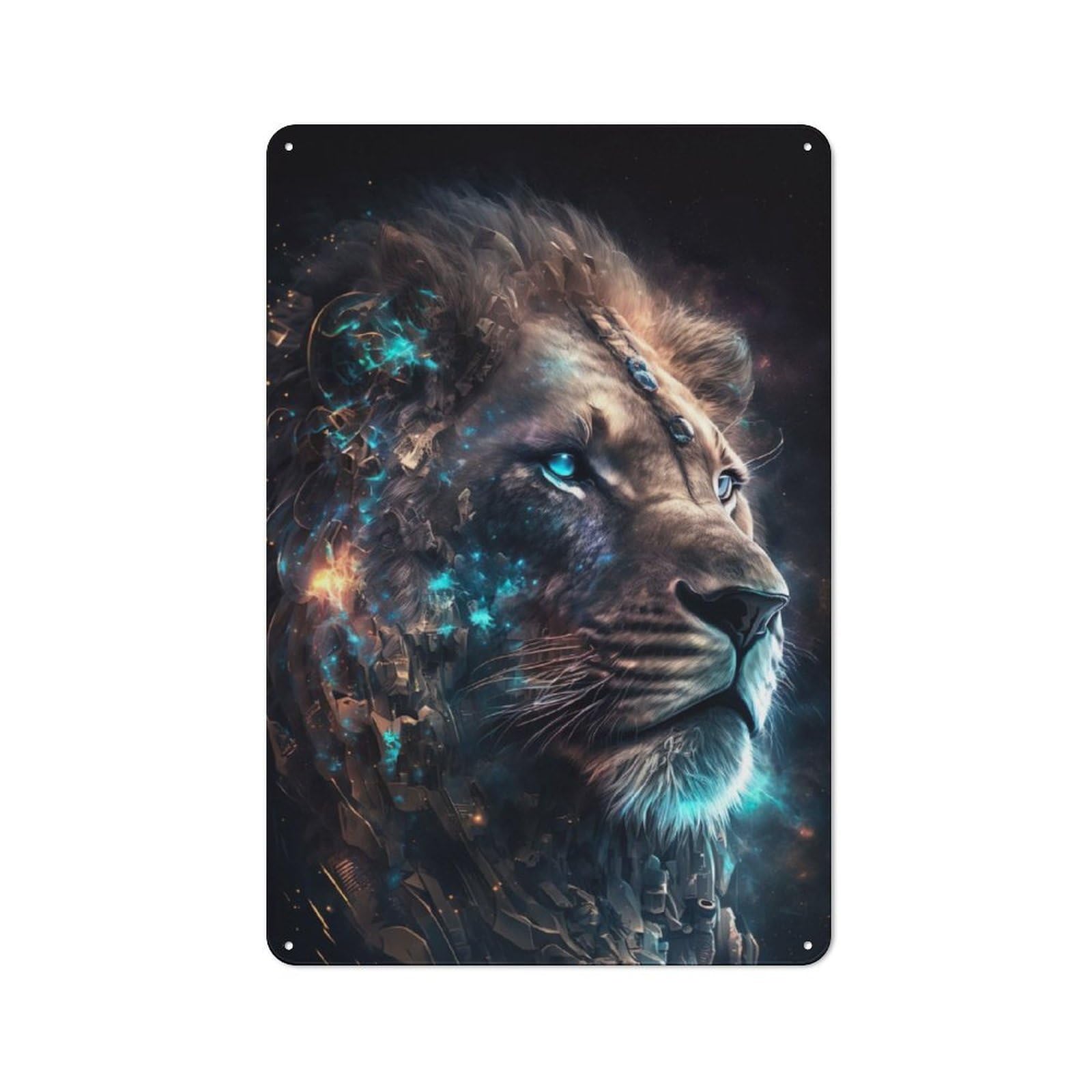 Junmoney Space Lion Retro Metal Sign 30X20cm For Garden Room Or Summerhouse, For Garden Room Decor Fans