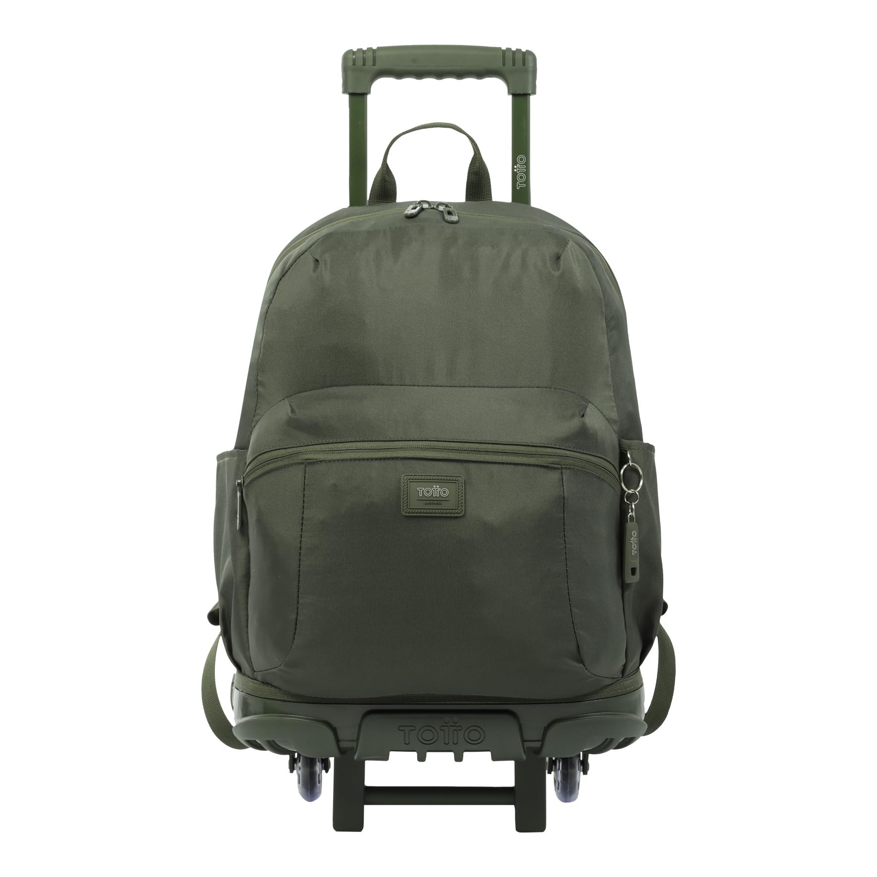 TOTTO Mochila Escolar con Ruedas, Modelo Trik, Mochila Grande, Capacidad 27 Litros, Bolsillo para PC 14", 2 Bolsillos para Botella, Correas en S para Mayor Comodidad, Resistente, Color Verde