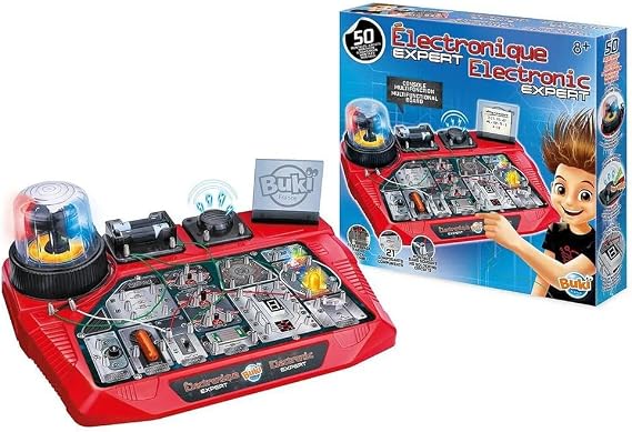 Buki Electronic Expert - Electric Circuit Kits For Children, STEM Kids Science Kit, 50 Circuits & Components, Resistors, Diodes, LEDs, Switches & Rotating Lights – No-Solder Experiments for Kids 8+ | STEM Science Kit, 50 Circuits & Components, Resistors, Diodes, LEDs, Switches & Rotating Lights, No-Solder