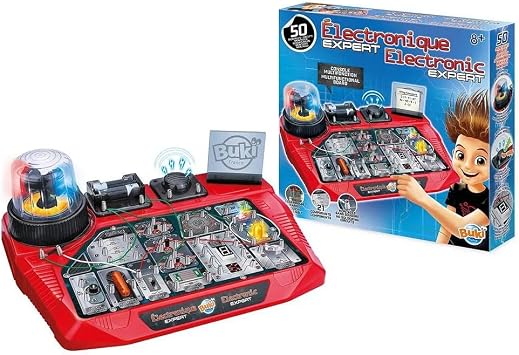 Buki Electronic Expert - Electric Circuit Kits For Children, STEM Kids Science Kit, 50 Circuits & Components, Resistors, Diodes, LEDs, Switches & Rotating Lights – No-Solder Experiments for Kids 8+ | STEM Science Kit, 50 Circuits & Components, Resistors, Diodes, LEDs, Switches & Rotating Lights, No-Solder