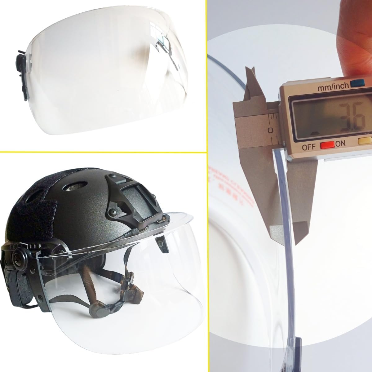 Tactical Airsoft Paintball PJ Type Fast Helmet with Face Shield Visor Goggles Side Rail & NVG Mount