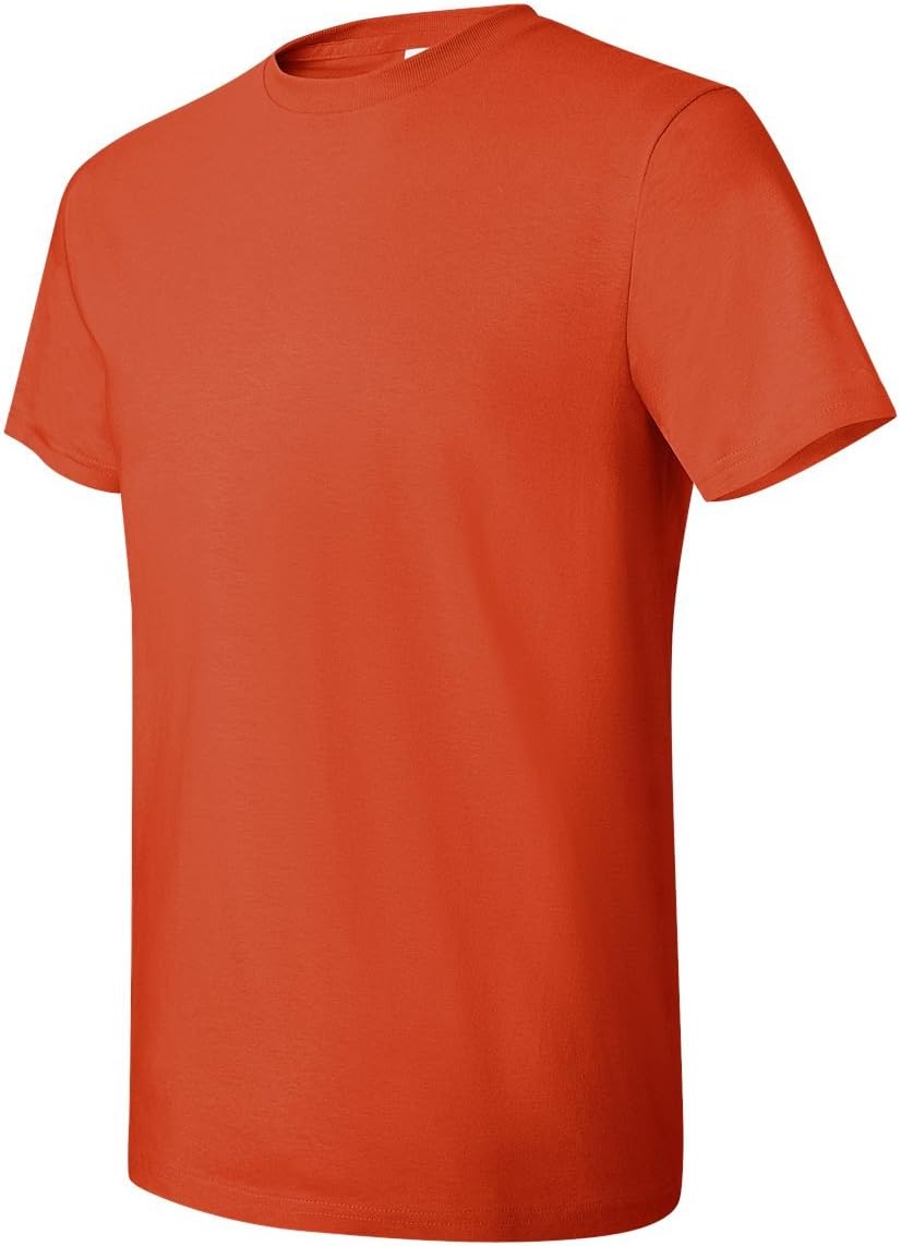 Hanes Mens Ringspun Cotton Crewneck Nano-T T-Shirt, Orange, S ( Pack of 2)