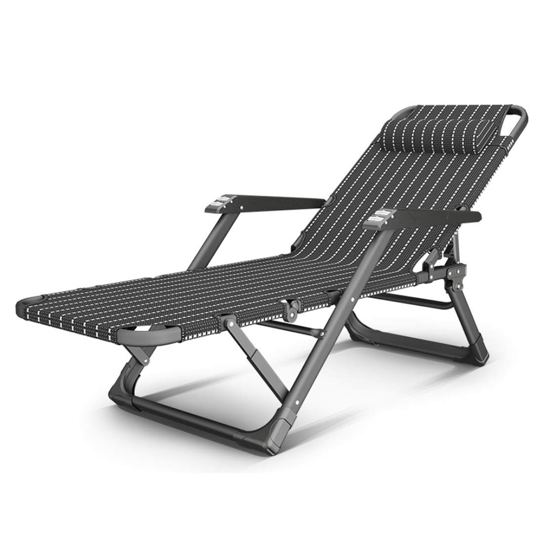 Chaise longue pliante robuste inclinable portable de jardin et terrasse