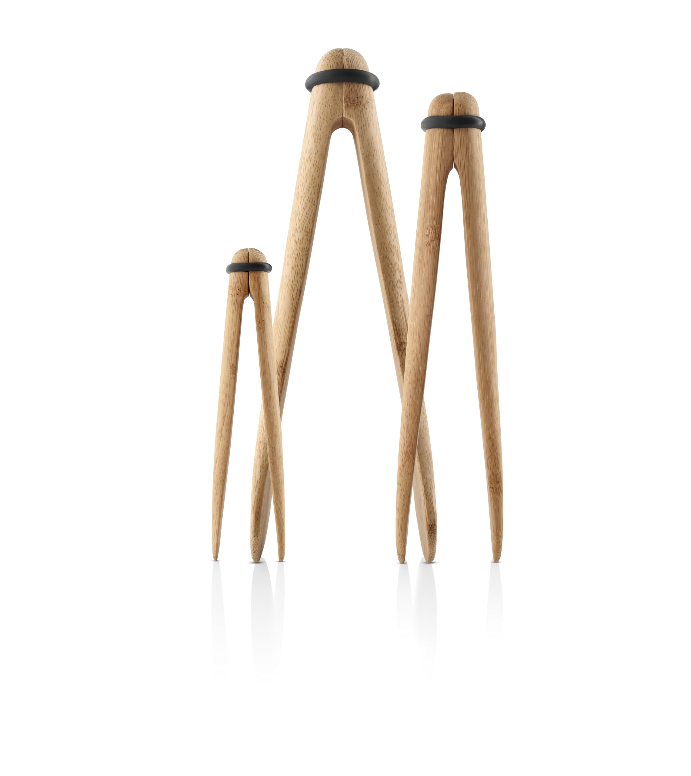 Eva Solo | Set di 3 tongs da cucina nordica | Tongs per servizio pratico ed elegante | Silicone, FSC® certified bambù carbonizzato