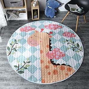 HIL Rond Vloerkleed Kinderen Spelen Spelmat Opbergmat Voor Speelgoed Baby Kruipmat Antislipmat Voor Kinderen Vloermat Voor Kinderen Slaapkamer Decoratief Tapijt Meisje Jongen Kind Vloerkleed,D