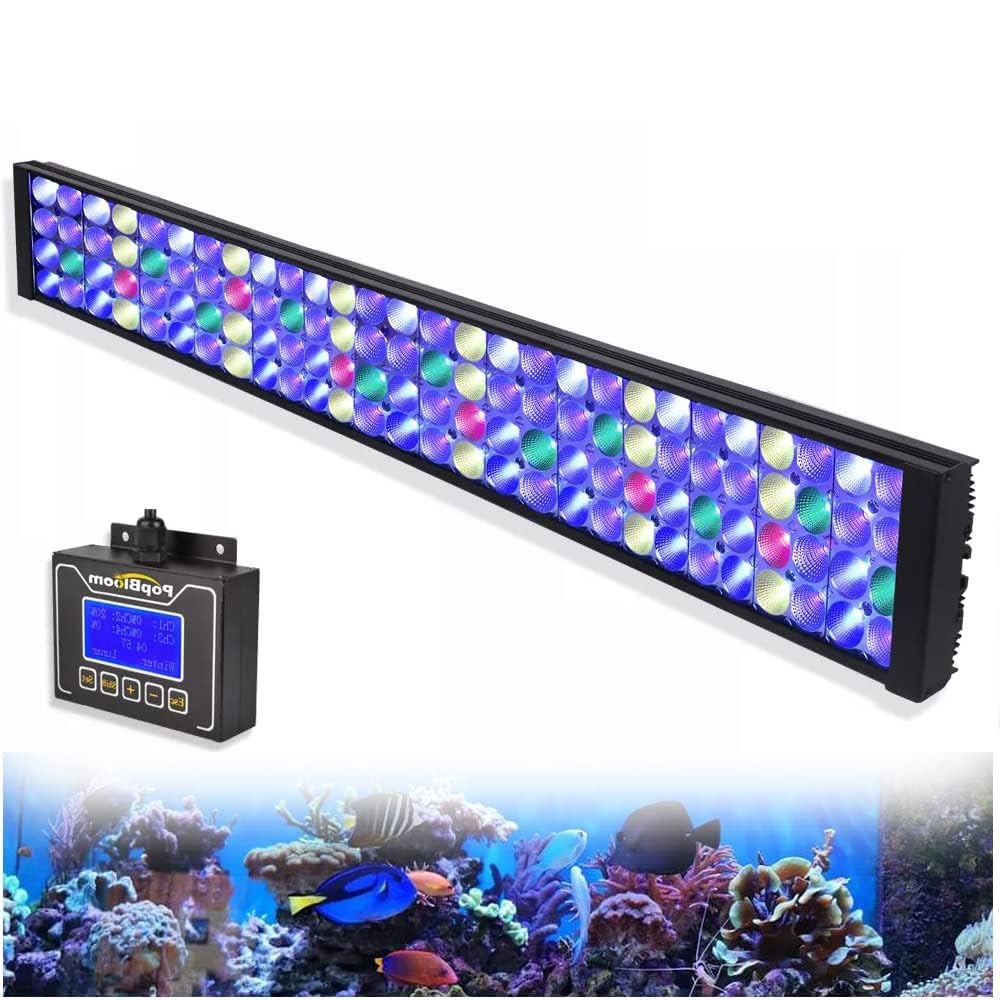 PopBloom-Luz LED para Acuario Marino, Lámpara de Acuario de Espectro Completo para Coral de Arrecife SPS/LPS Luz de Pecera (90W (Para 80-100cm))
