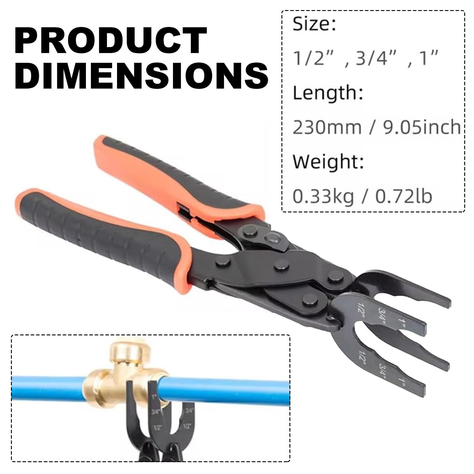 Narzędzie do odłączania złączek Push-to-Connect, narzędzie do usuwania wielu rozmiarów do rur miedzianych 1/5.1 cm, 3/10.2 cm, 2.5 cm PEX PVC