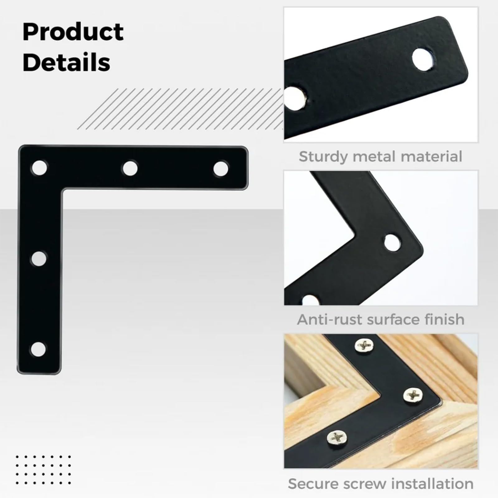 Leliafleury 10Pcs Flat L Corner Bracket Stainless Steel Mending Plates Flat Angle Connectors Joining Brace Brackets for Furniture Desk Table Shelf 60mm x 60mm - Image 3