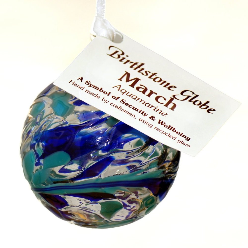 Milford Collection Blue March Birthstone & Anniversary - Aquamarine - Friendship Globe - Small