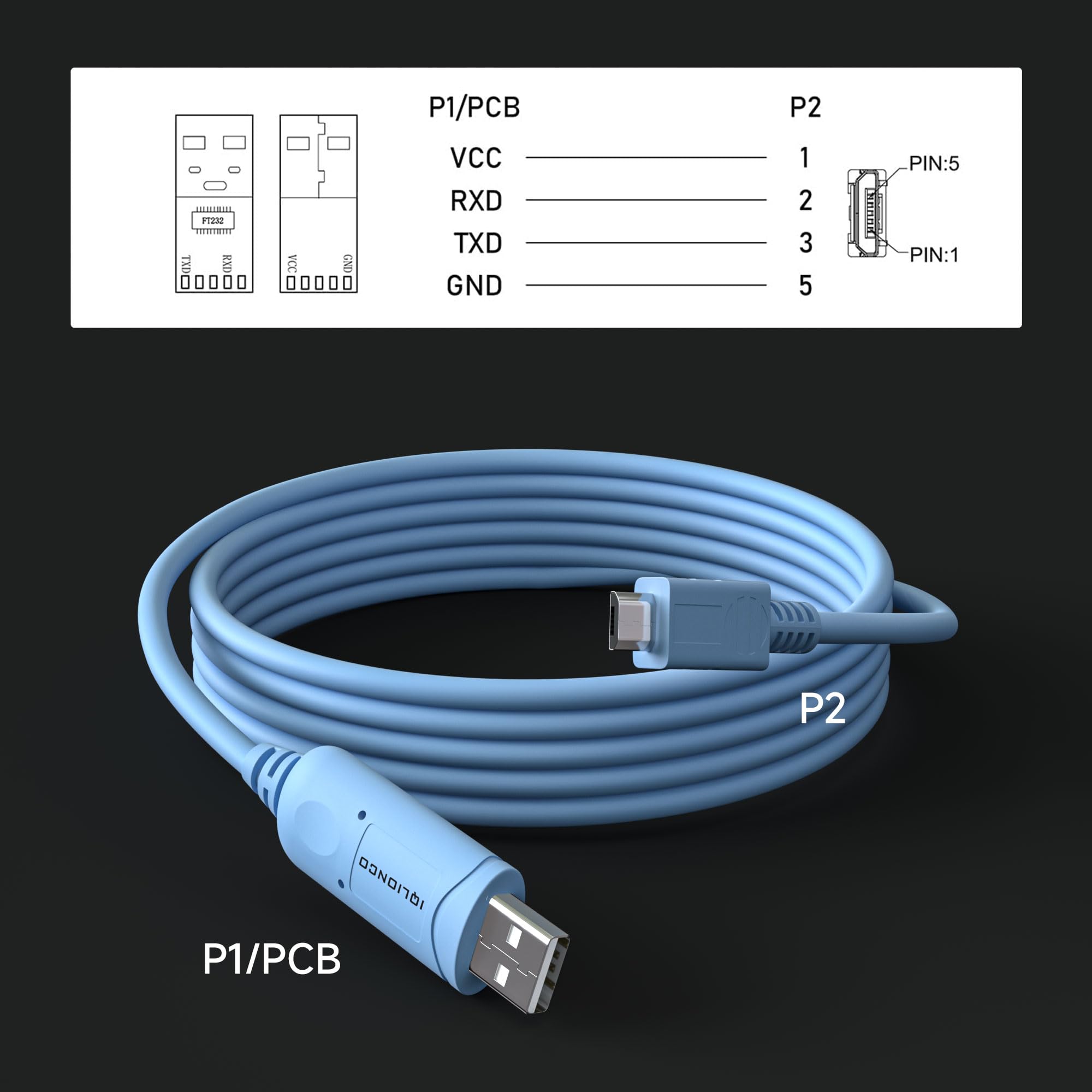 Cable de consola FTDI USB a micro USB, cable de consola USB 2.0 compatible con punto de acceso inalámbrico Extreme AP305C, para Aruba AP203 AP303 AP505 AP515 A535 AP555