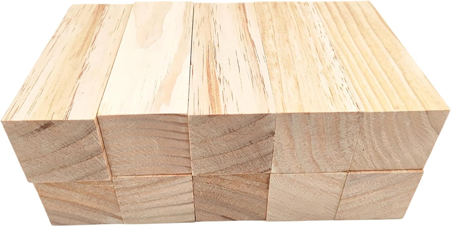10PCS Unfinished Wooden Blocks for DIY Carving, 6x2x2in Rectangular Wood Craft Cubes, Whittling Wood Blank Blocks for Wood Carving