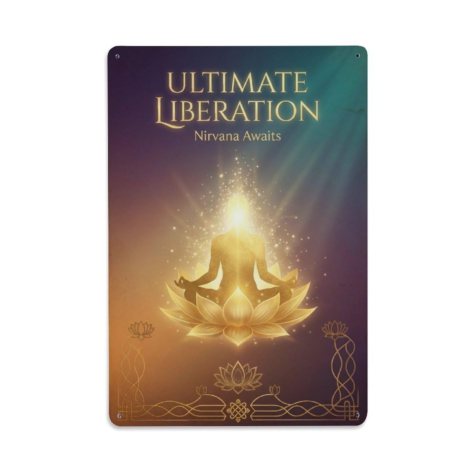 Sacred Blossom Enlightenment Buddhist Liberation Vintage Metal Tin Sign Plaque Wall Decor for Cafe, Man Cave, Club Bar, Office, Home Garden Round Metal Poster 8x12Inch