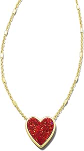 Kendra Scott Womens Heart Pendant Necklace Gold Red Kyocera Opal One Size One Size