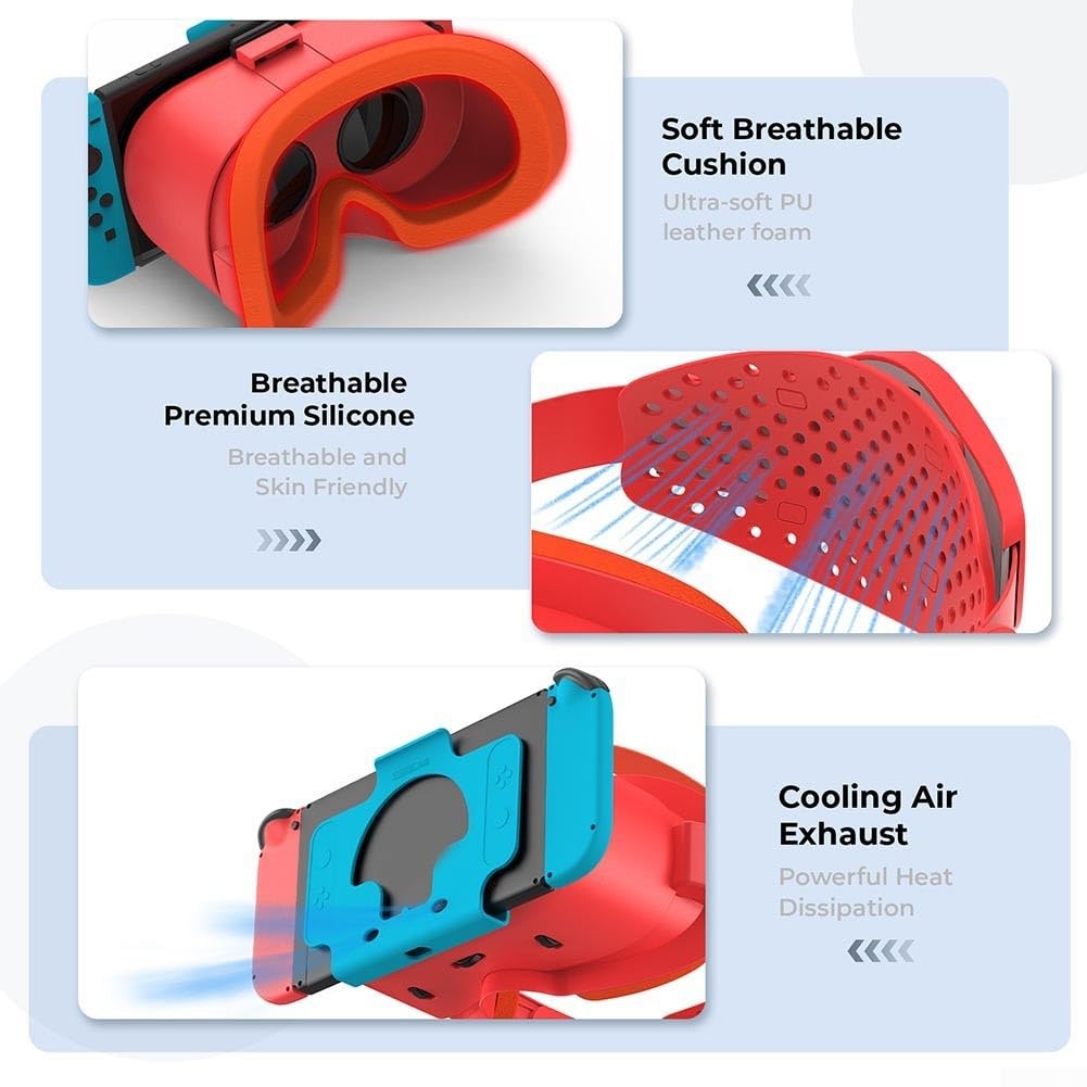 Casque VR pour Nintendo Switch, lentilles réglables, lunettes de réalité virtuelle Switch, noir et blanc