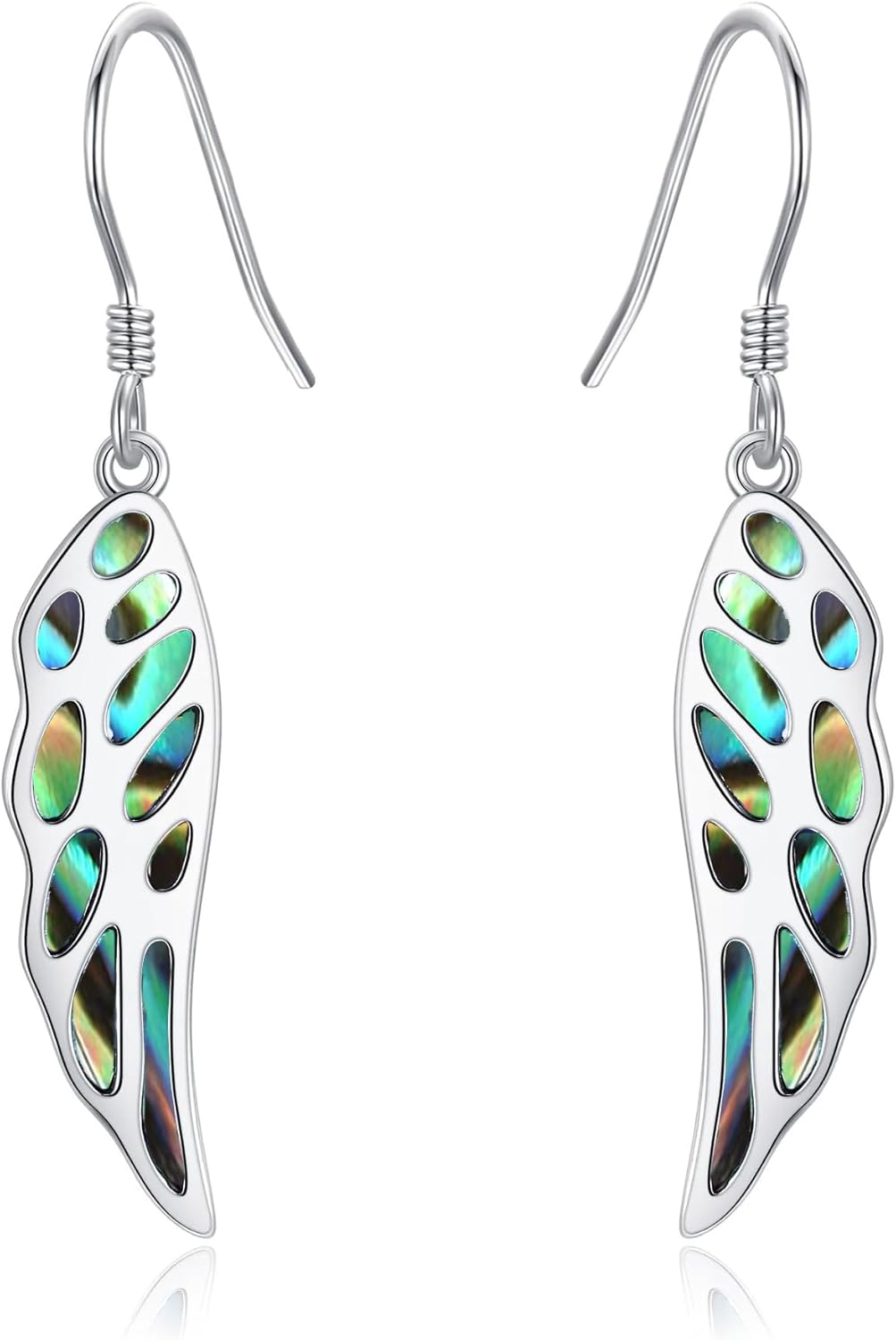 YFN Sterling Silver Dangle Drop Earrings Angel Wings Abalone Shell