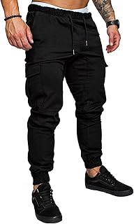 JMIERR Men's Slim Fit Cargo Joggers Tapered Stretch Drawstring Cotton Pants