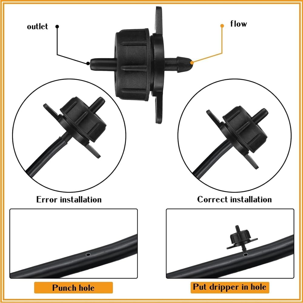 Suinga Set di 1000 Gocciolatore per irrigazione autocompensante da 4 litri/ora, smontabile. Gocciolatore pizzicato adatto per microirrigazione