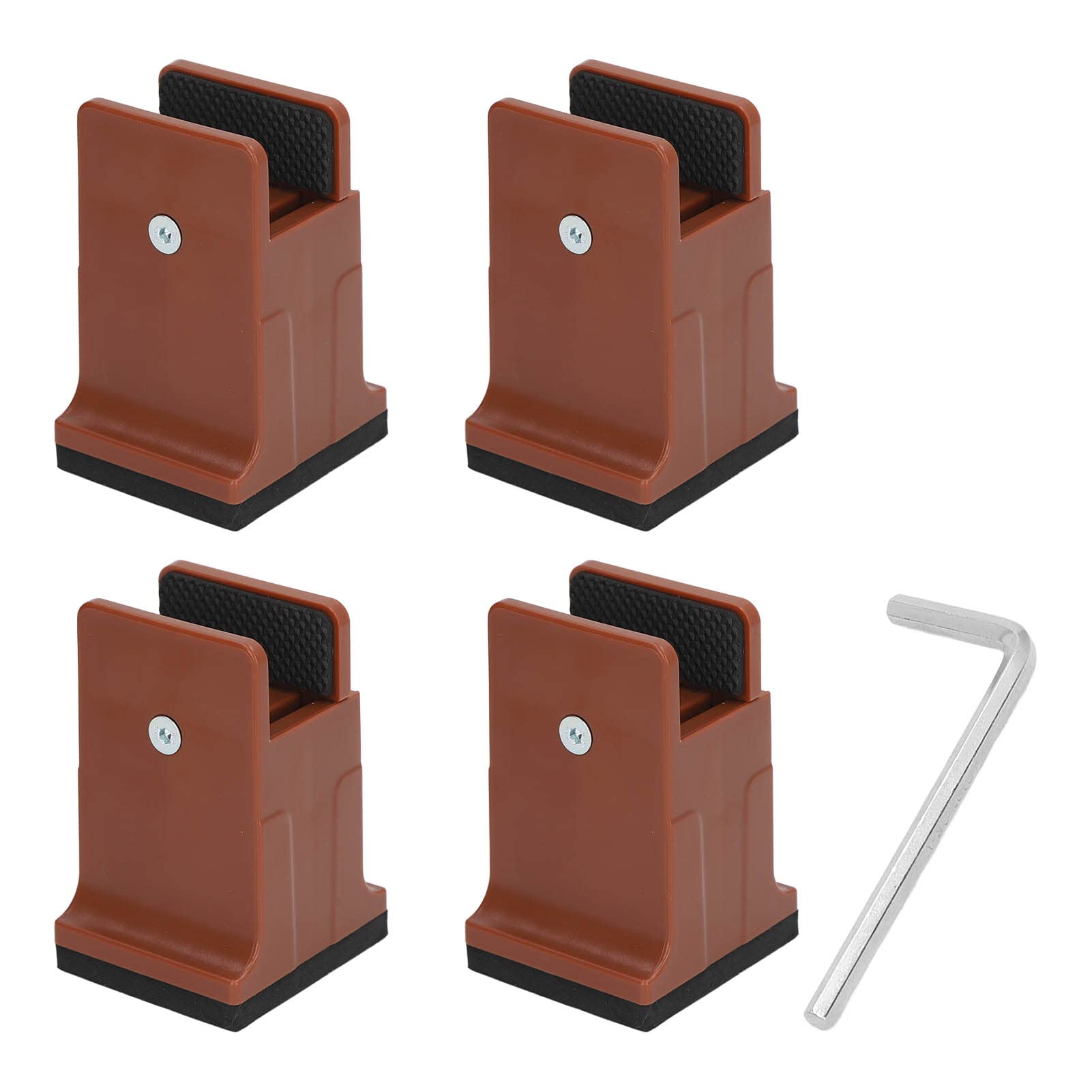 Ejoyous 4Pcs Möbelerhöhungen, Betterhöhung mit Schraubklemme Verstellbare Tischerhöhung Betterhöher Möbel Erhöhung Gummi-Bett-/Coucherhöhungen für Schwerlastmöbel (Brown)