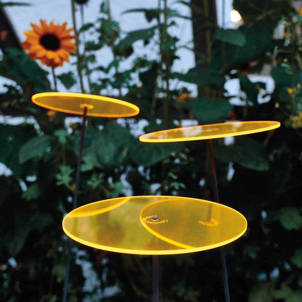 Cazador-del-sol ® - das Original | tres | 3 Stück | Sonnenfänger gelb | Durchmesser 20 cm | Höhe 175 cm
