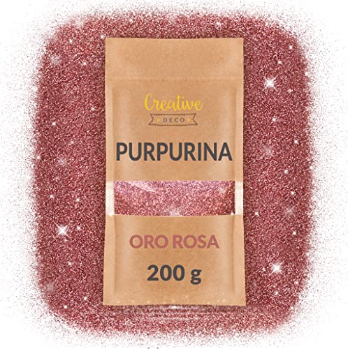 Creative Deco 200g Rosa Dorada Purpurina Manualidades Pintura Pared | Brillantina para Decorar | Ultra-fina 0,2mm | Adición Brillo para Esmalte de Uñas, Resina Epoxi | Decoración