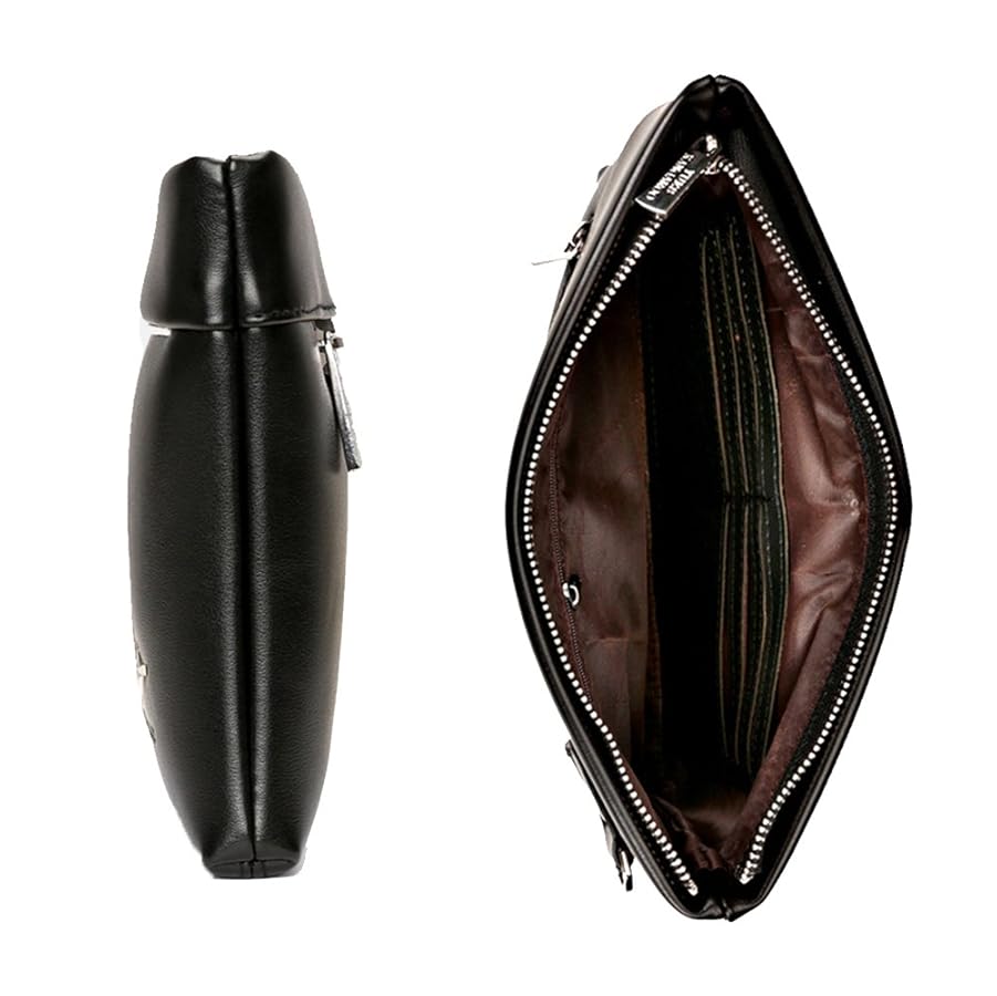 Pochette Da Polso Uomo Aideal - Borsellino Con Cinturino In Pelle Ecologica, Ideale Per Lavoro E Viaggi - Foto 5