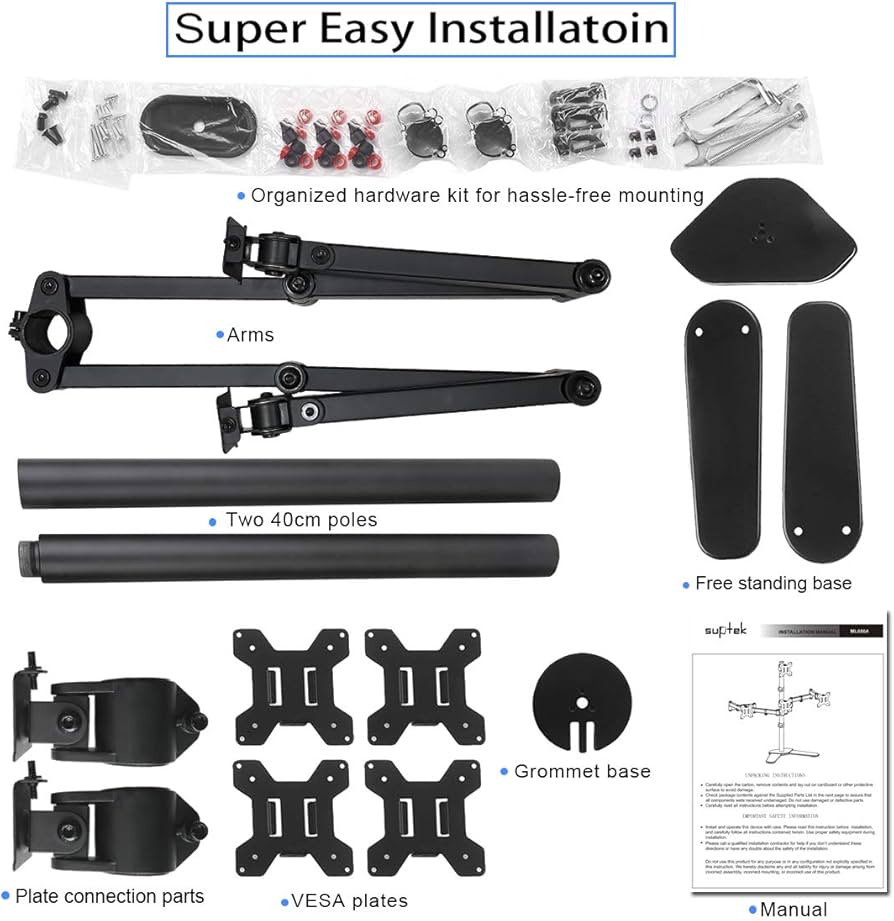 Amazon.co.jp: Suptek Quad LED LCDモニタースタンドアップ自立式