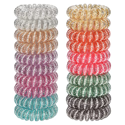 JessLab 20 Pcs Spiral Hair Ties, Plastic Hair Coil Bands