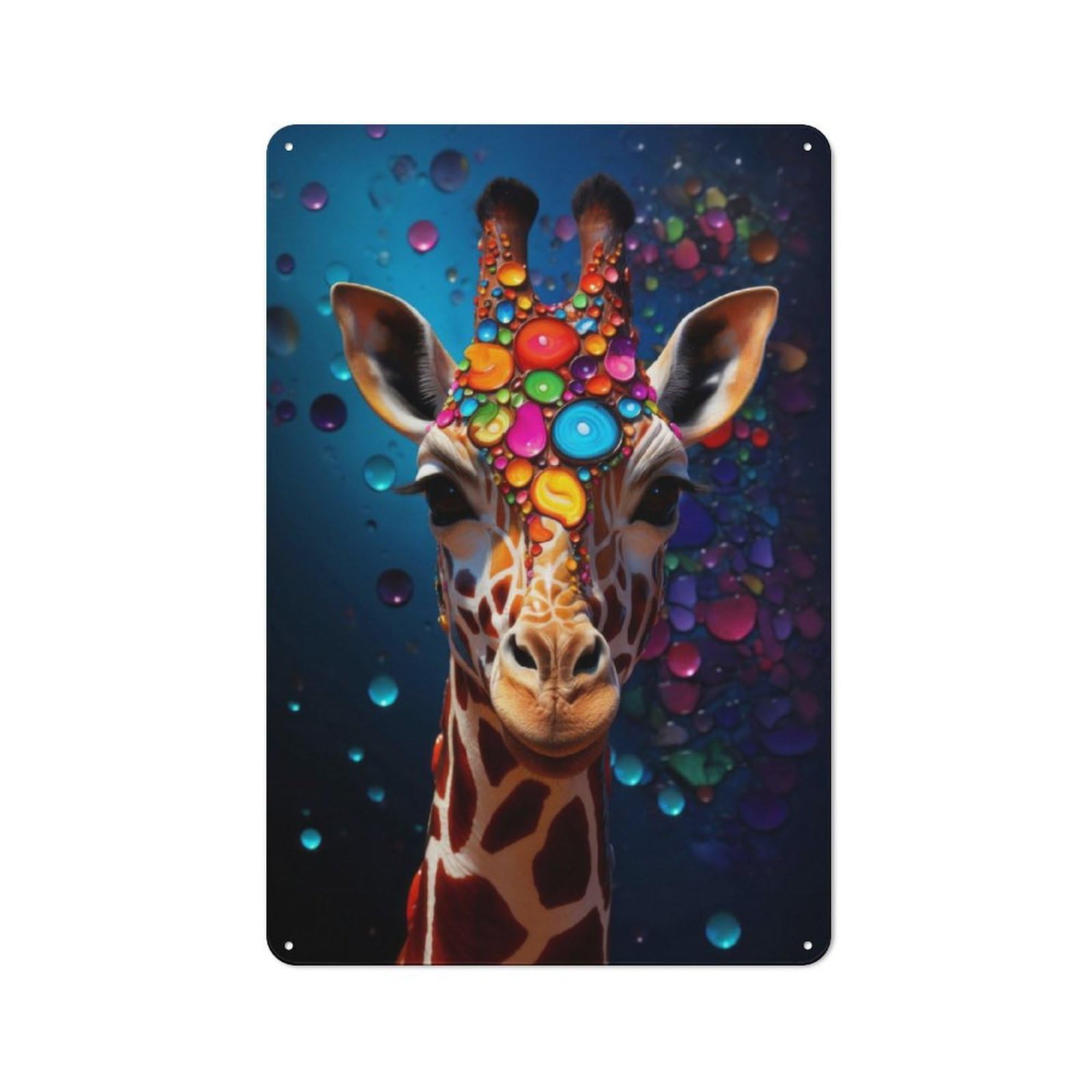 Junmoney Giraffe Mosaic Art Old Style Vintage Metal Sign 30X20cm, Bar Wall Plaque For Pub, Home Bar, Shed Or Man Cave