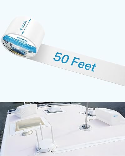 Miniatura 5 de Kohree Cinta selladora para RV, 4 pulgadas x 50 pies, cinta de sellado de techo blanca para caravana UV y resistente a la intemperie