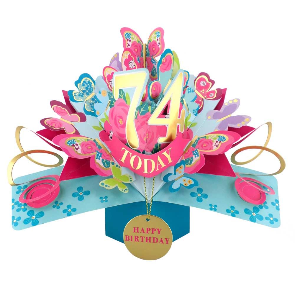 74 Today Happy 74th Birthday Pop-Up Greeting Card Love Kate's Pop Up Cards Her Design POP236MC74 โ image 1