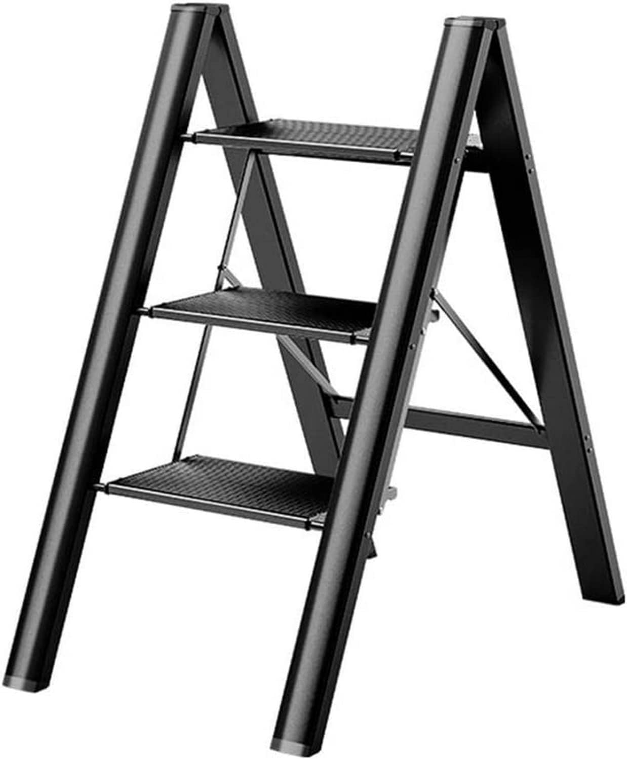 Step Stool Stepladder Stool Black/Golden ThreeStep Folding
