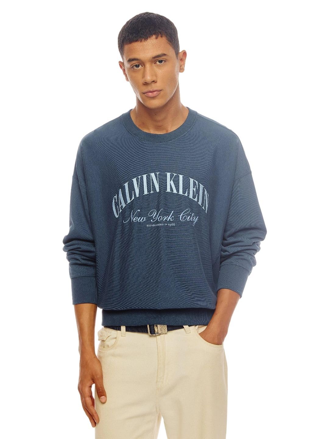 calvin klein jeans Embroidered Logo Relaxed fit Cotton Sweatshirt-picture-19