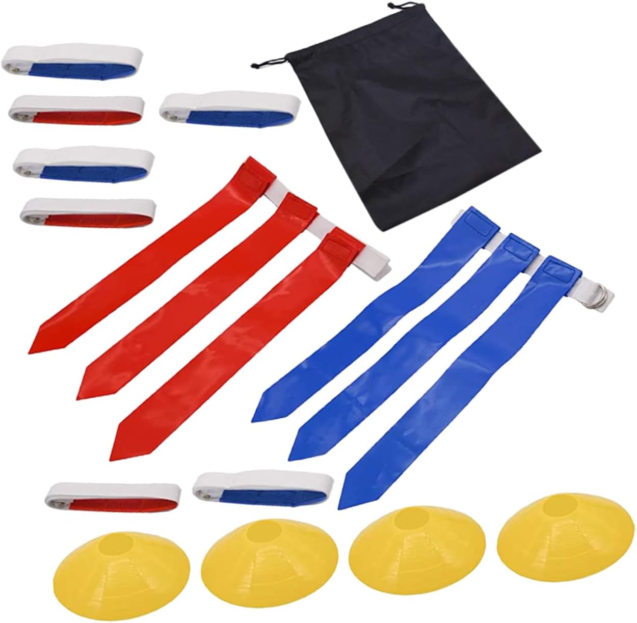 KICHOUSE 1Set Flag Football Waist Belt Set Kit with Belts Flags Markers Drawstring Bag Durable for Youth Adult Outdoor Sports Training
