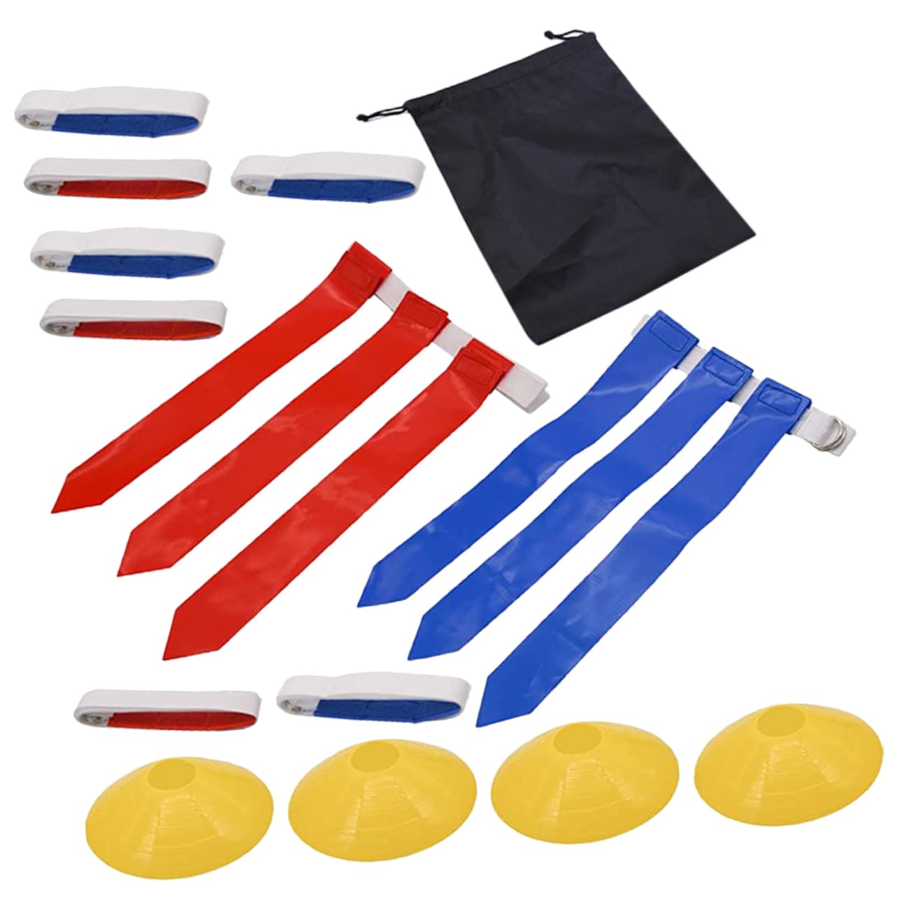 KICHOUSE 1Set Flag Football Waist Belt Set Kit with Belts Flags Markers Drawstring Bag Durable for Youth Adult Outdoor Sports Training