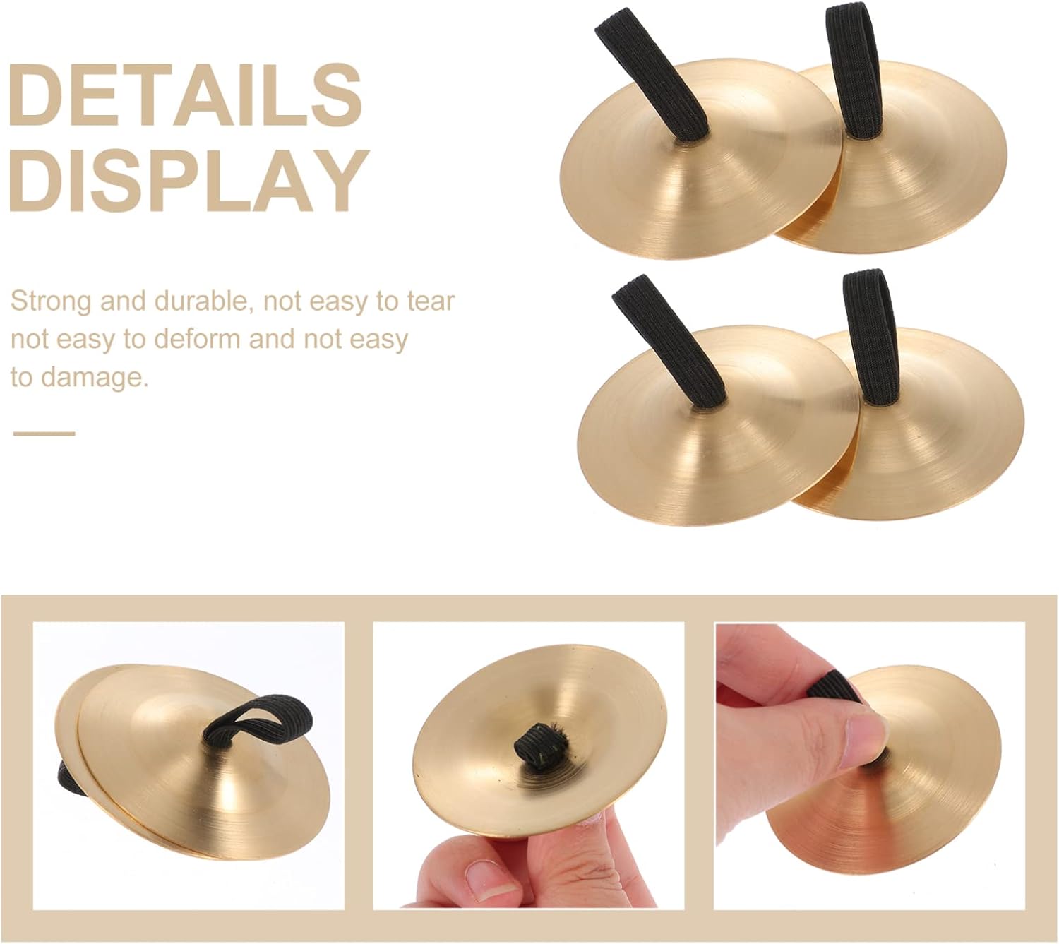 Vaguelly 2 Pairs Finger Cymbals, Copper Mini Hand Cymbal Belly Dance