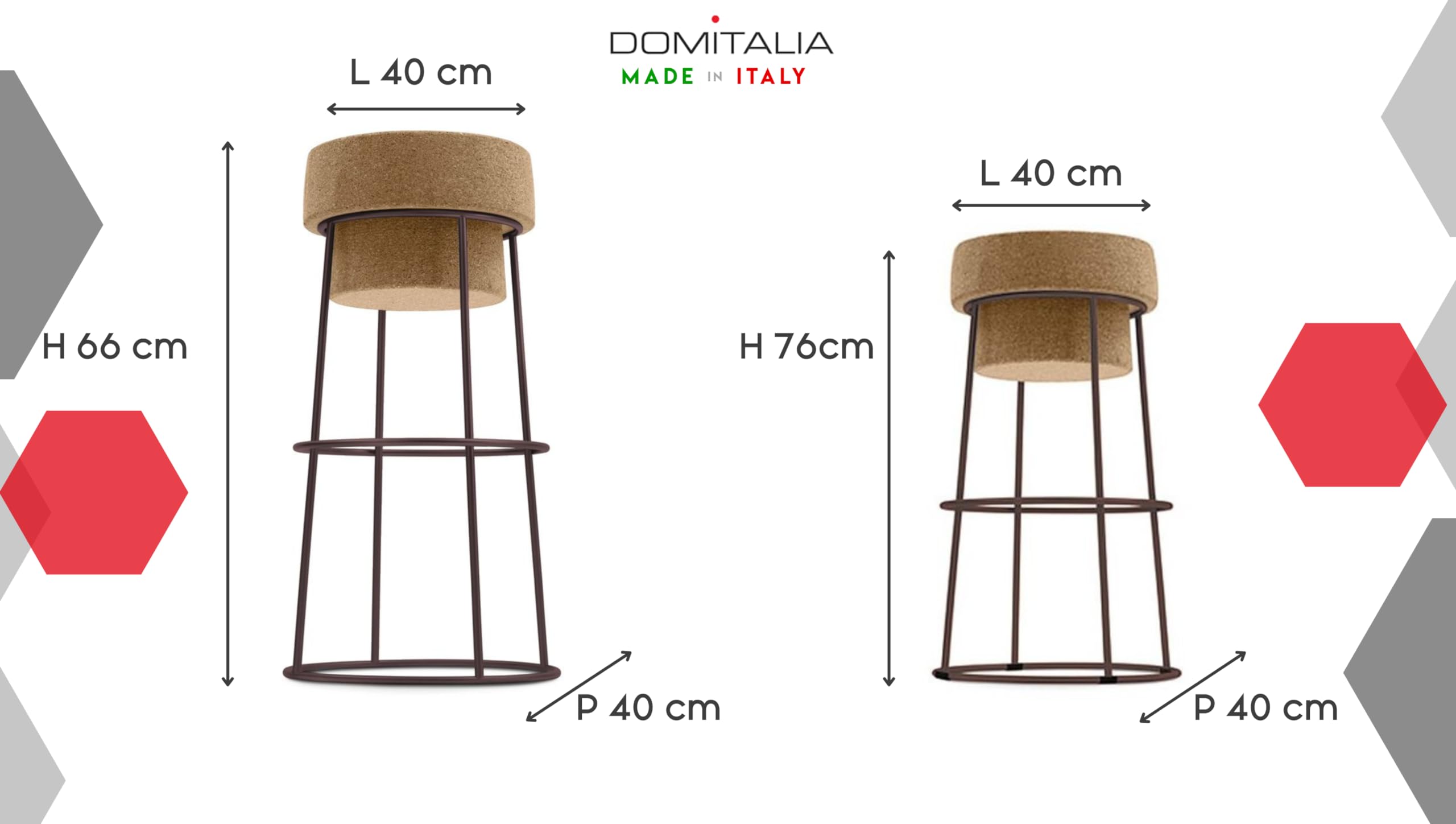 ZStyle Sgabello Bouchon Tappo Bottiglia In Sughero e Metallo - Champagne - Spumante - Originale Domitalia -Gabbietta - Moderni - Design - Bar Vino Enoteca (L 40 x P 40 x H 66 cm, Ruggine)