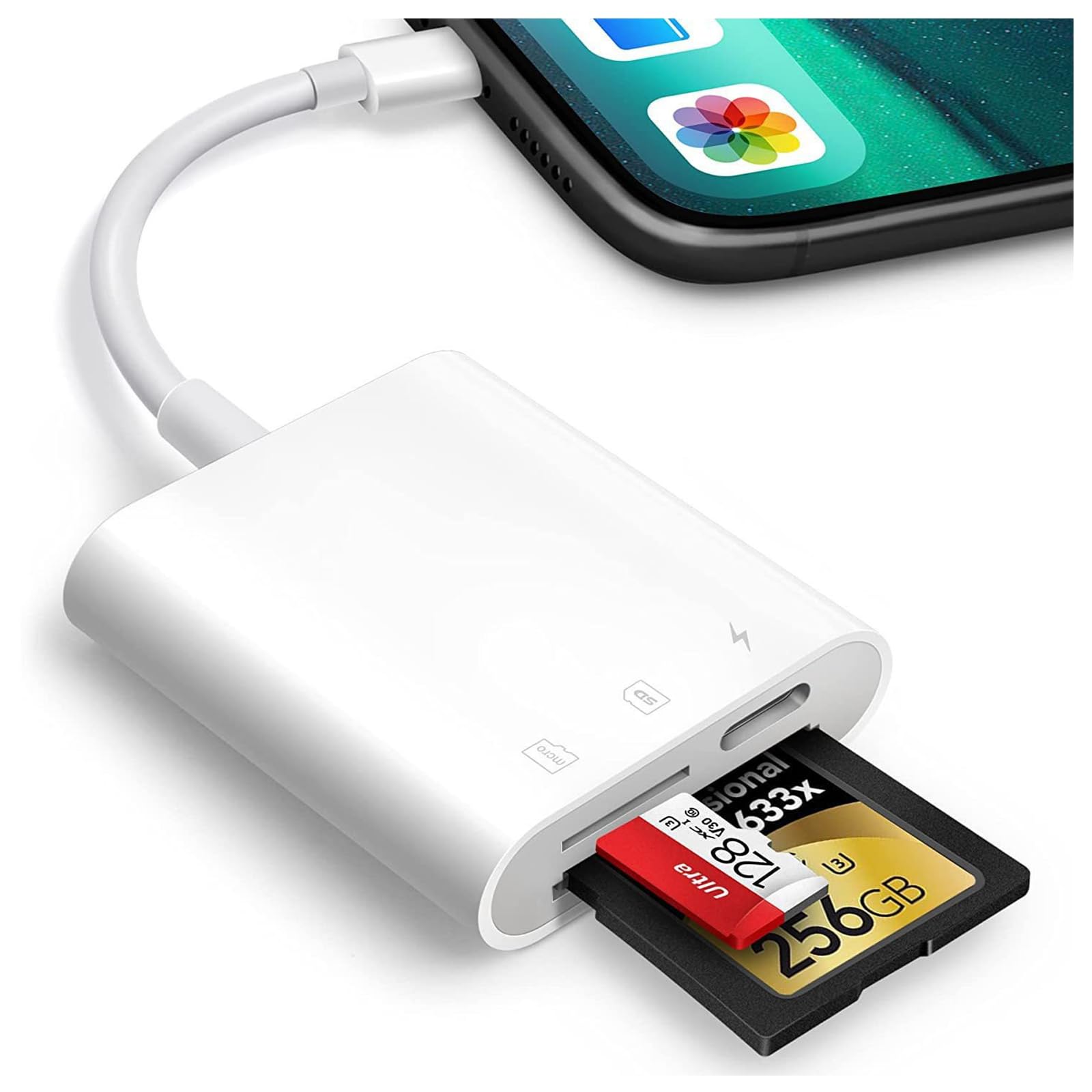 Lecteur de Carte SD pour iPhone,iPad,Appareil Photo – Adaptateur Carte SD vers iPhone Double Emplacement pour Lecteur de Carte SD iPhone,Prise en Charge USB-C,Carte SD,Carte Micro SD TF
