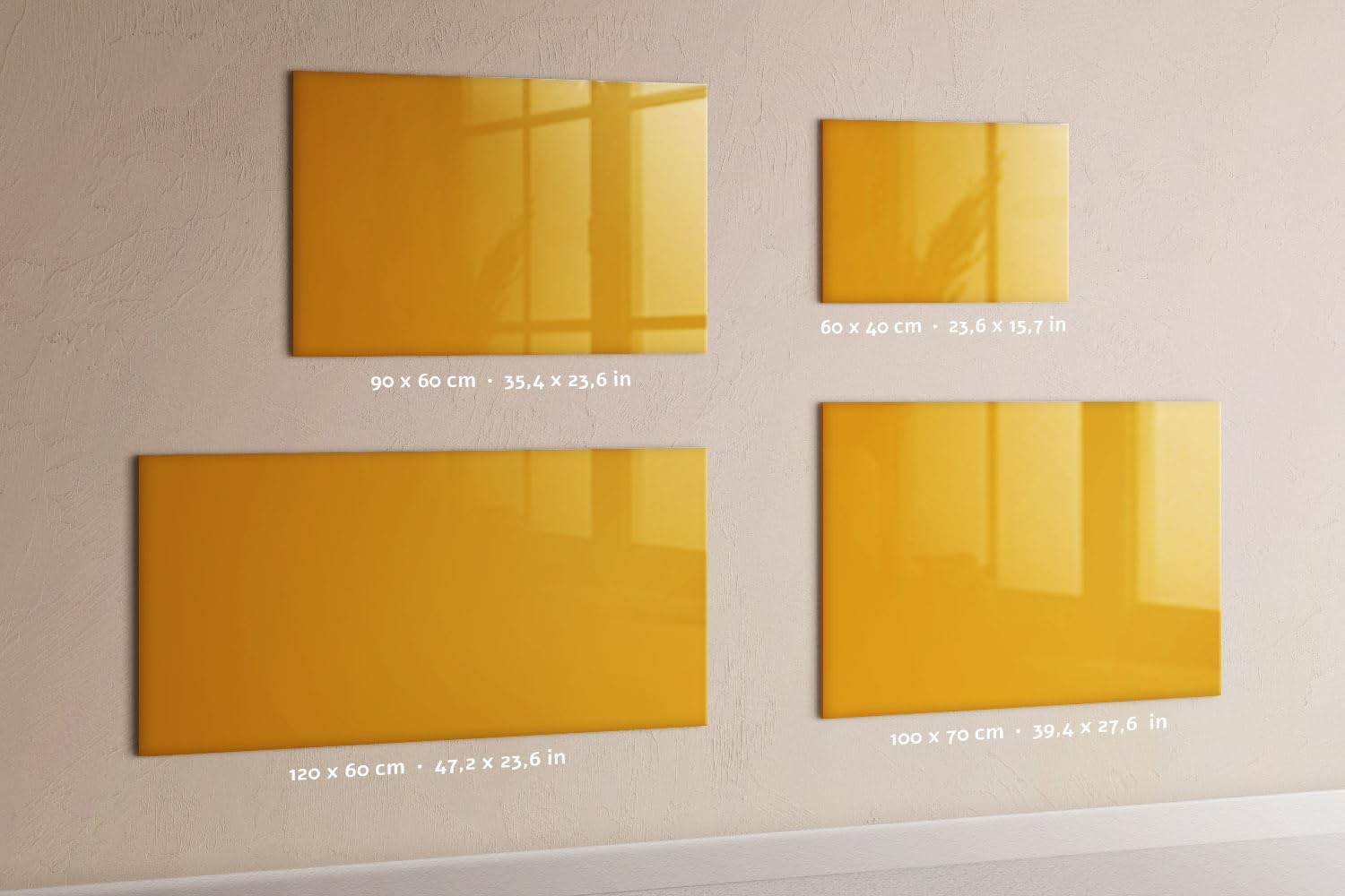 Pizarra de Presentaciones de Metal y Vidrio 90x60 Color amarillo dorado