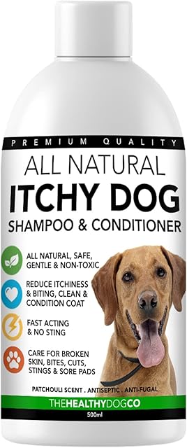 The Healthy Dog Co - Dog Shampoo for Itchy Skin - Dog Shampoo Sensitive Skin - Dog Itchy Skin Relief - Moisturising Dog Shampoo for Dry Itchy Skin - Itchy Dog Relief for Dogs and Puppies - 500ml