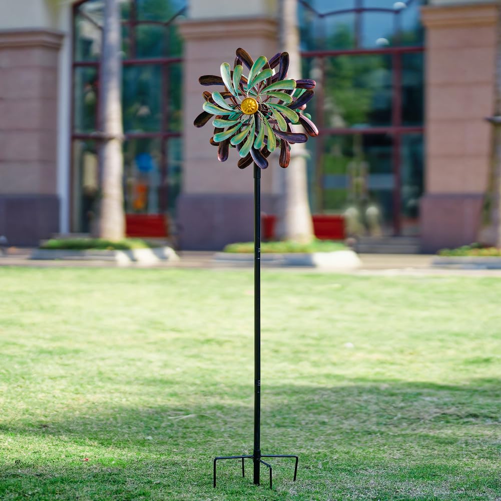 33 cm Windspiel für den Außenbereich, Metall-Windspiel, 360° drehbares Windspiel, Retro-Windräder, kinetische Windspiele für Hof und Garten, Windskulpturen und Spinner, Hofkunst-Windmühlen