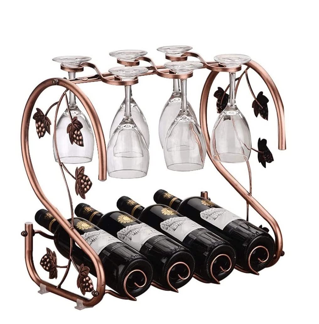Botellero Vino Estantería Estante De Metal para Vino Estante De Almacenamiento De Vino Estante para 6 Copas De Vino Soporte para 4 Botellas De Vino Gabinete para Vino Organizador Botellas