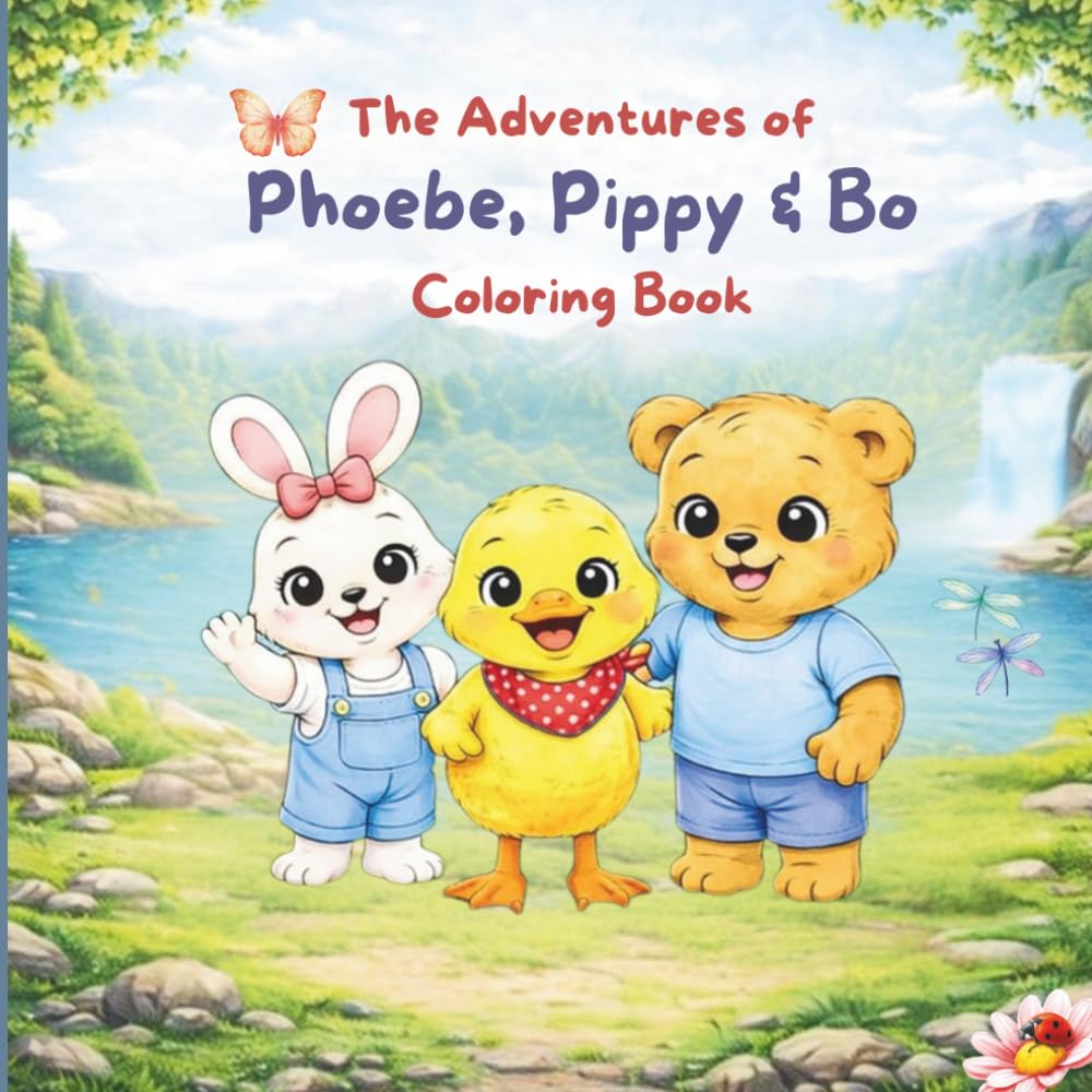 The Adventures of Phoebe, Pippy & Bo Coloring Book: A Sweet & Simple Coloring Book for Kids with Cute Animal Friends