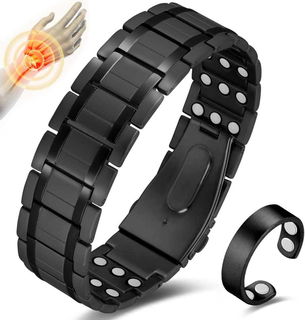 Amazon.com: Feraco Mens Magnetic Bracelet, Effective Titanium Steel ...