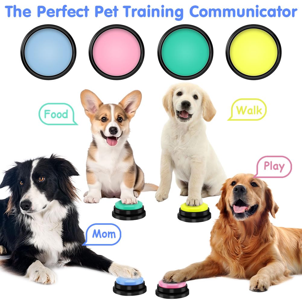 vsshe 4 PCS Dog Buttons Talk Training, Dog Buttons for Communication 30 Seconds Recording - Image 3