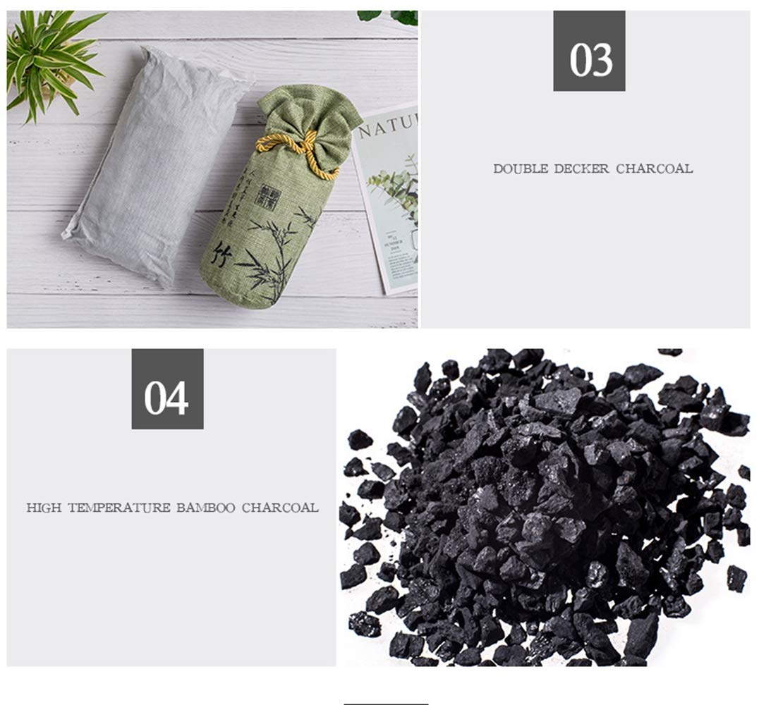 Dawwoti Carbón De Bambú Purificadores De Aire, Bolsas De Carbón Activado Absorbedor De Olores Refrescantes del Absorbedor De Humedad para El Hogar, Coches, Etc (Paquete De 4, 250 G Cada Una)