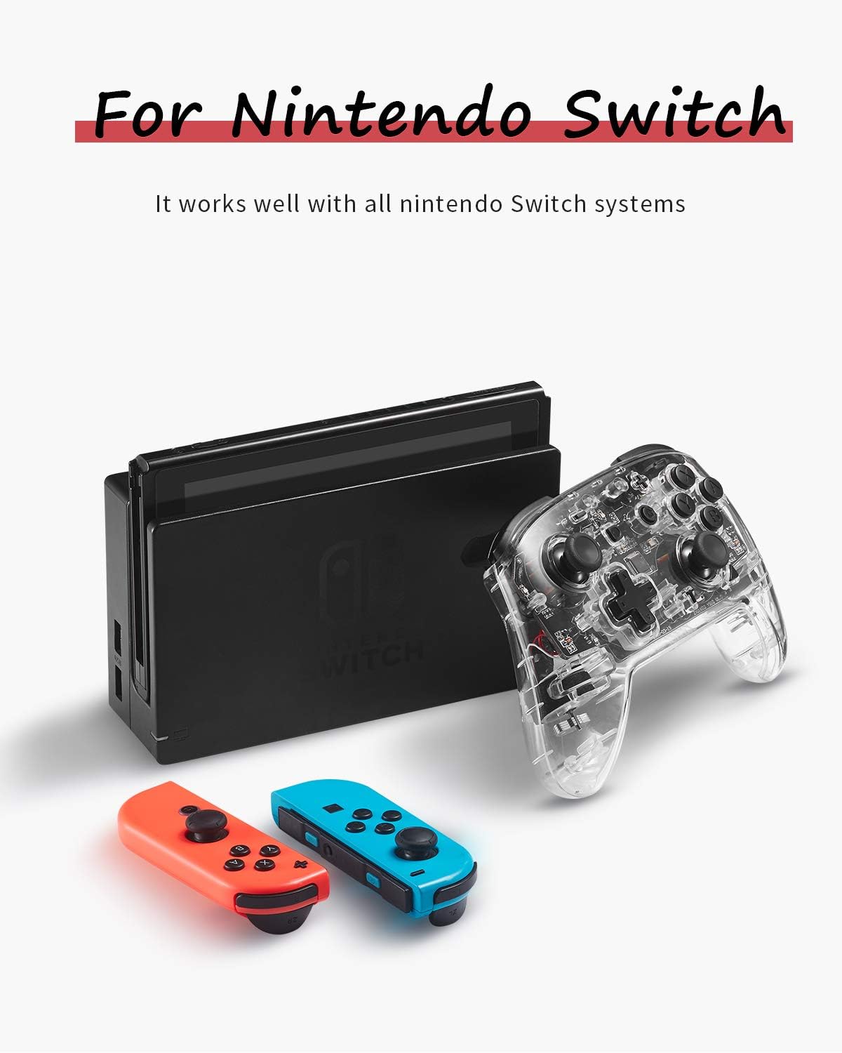 🔥 Flаѕh Sаlе binbok Switch Controller, Pro Controller, Adjustable Turbo Vibration Motion Gyro Ergonomic, Transparent, Wireless Remote, Gamepad with Joystick for Game, Console, Accessories ❤ Crаzу Dеаlѕ binbok Switch Controller, Pro Controller, Adjustable Turbo Vibration Motion Gyro Ergonomic, Transparent, Wireless Remote, Gamepad with Joystick for Game, Console, Accessories