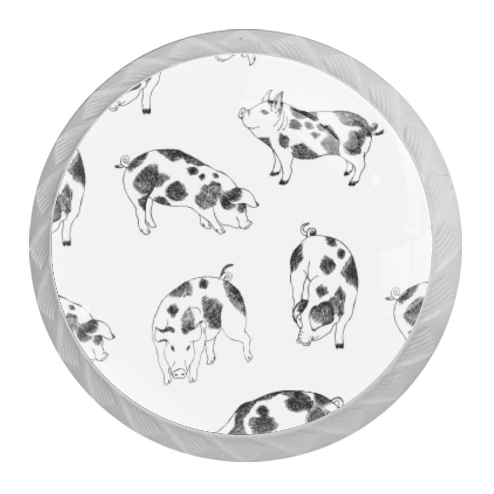 Tqmspg Multi01 4 Pieces Drawer Pulls Cute Little Pigs Background Door Knobs Dresser Handles For Kitchen Wardrobe Cupboard Hardware Furniture
