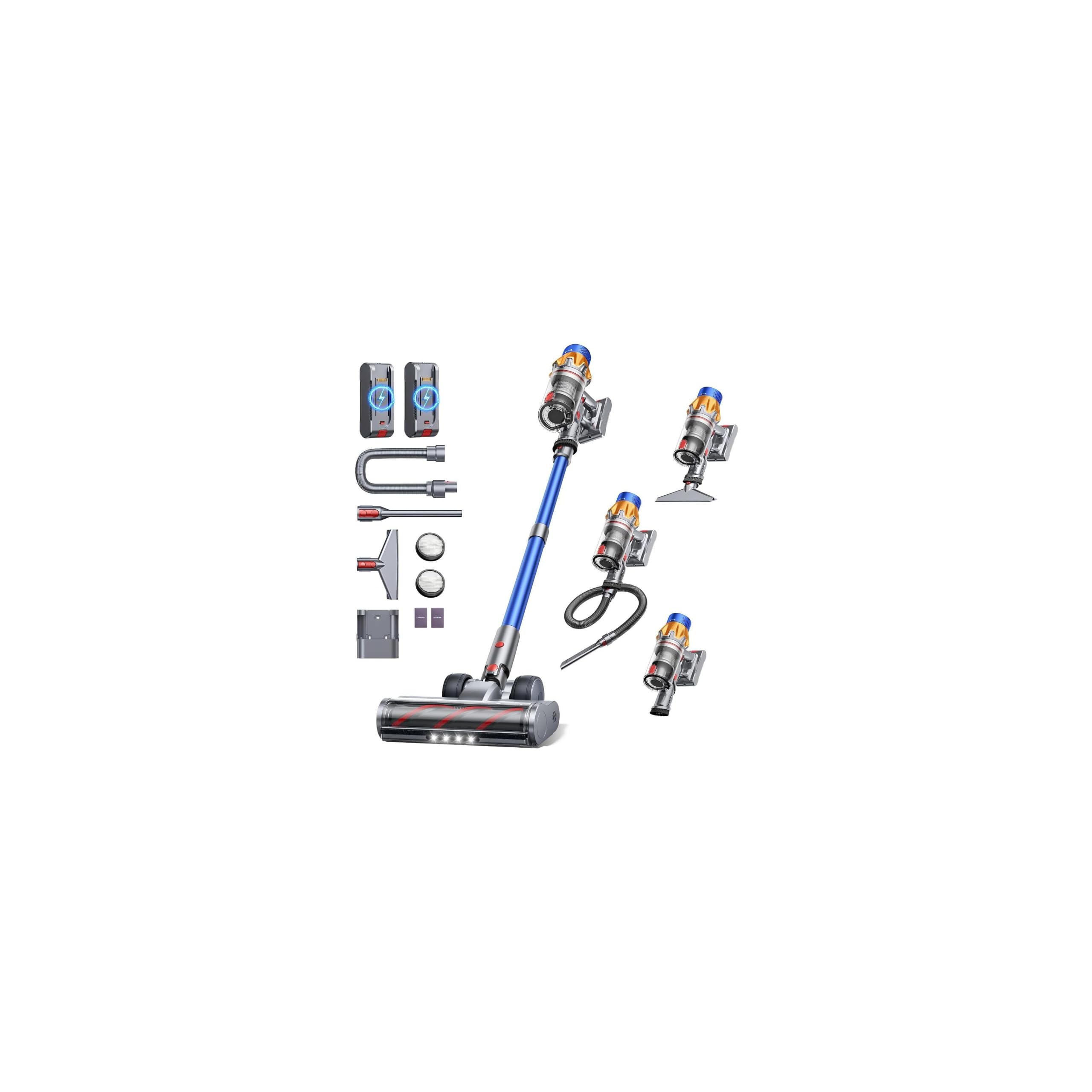130Mins 650W 55KPa Cordless Vacuum Cleaner with 2 Batteries Stick Vacuum