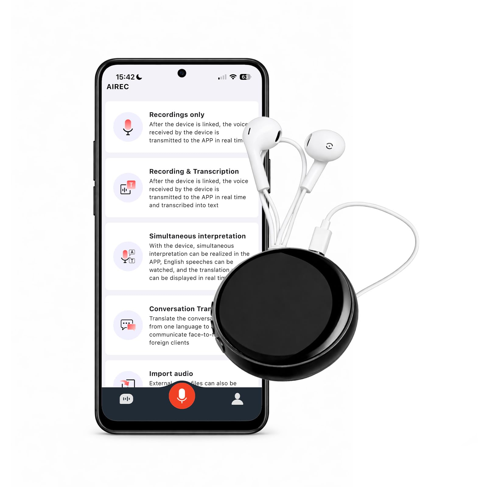 Grabadora de Voz IA 32GB por MMOBIEL – Control por App, Transcripción y Resumen Automático, Traducción en Tiempo Real, Bluetooth y Reproducción con Auriculares para Reuniones, Llamadas y Clases