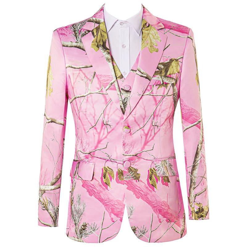 Mens 3 Piece Suit Set (Blazer+Pants+Vest) Satin Slim Fit Paisley Printed Tuxedo Suit for Groom Wedding Formal Suit2